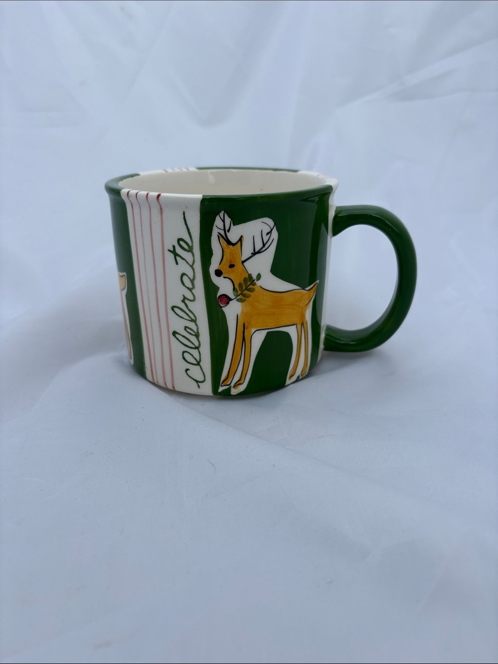 Eddie Bauer Holiday Reindeer Ceramic Coffee Mug - Green